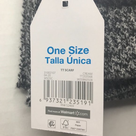 Time And Tru Women's Knit Scarf Gray One Size New With Tags - Picture 4 of 8